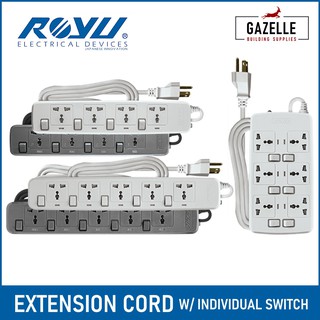 Royu Extension Cord w/ Individual Switches 2 Meter Cord (4, 5 or 6 Gang) (White or Gray) REDEC