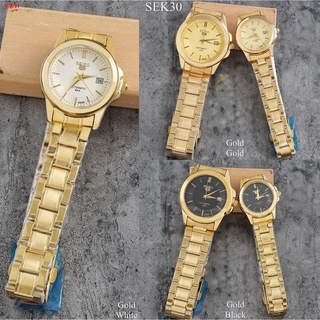 ☼❀[JAY.CO] Seiko steel couple gold watch autosecond DATE waterproof#SEK30