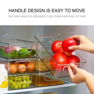 【Home Storage Box】Stackable Plastic Food Storage Bins - Refrigerator Organizer With Handles For Pantry, Fridge, Freezer, Kitchen, Countertops, Cabinets - Clear Can Organizer (1)