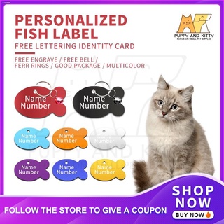 ▫Pet Tag Cat Tag Fish type Personalized Name Engraved ID Tags For Pet ID Tag Custom Cat collar Name