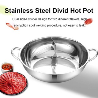Stainless Steel Shabu Hot Pot with Divider for for Induction Cooktop Gas Stove