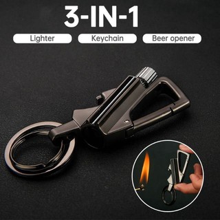 3in1 Lighter Matches Zippo Style Multi-function Metal Keychain Bottle Collectible