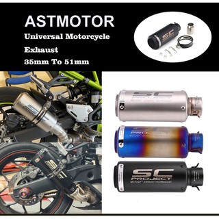 【Ready Stock】ﺴ♚AST Universal Motorcycle Exhaust Tailpipe Dirt Bike Muffler 35mm To 51mm Connect Moto