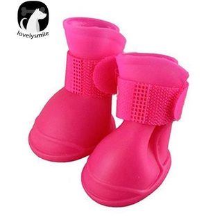 NEW+4Pcs/Set Waterproof Anti-Slip Protective Rain Boots Shoes for Cat Dog Puppy Pet (6)