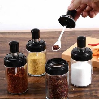 Glass Jar Spice Airtight Containers Condiment Seasoning Storage Bottle Spice Jars Pot With Spoon