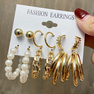 Retro Butterfly Pearl Earring Set Fashion Diamond Tassel Stud Earrings Women Jewelry Accessories (5)