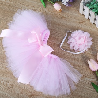 [Ready Stock】2pcs/set Newborn Baby Girl Tutu Skirt + Floral Headband Photography Props Outfits (9)