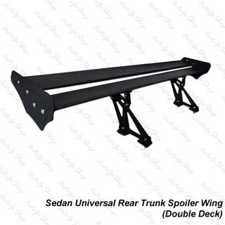 Double Deck Style Sedan Universal Aluminum Rear Trunk Spoiler Wing (Drill Type)
