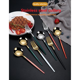Stainless steel tableware tableware Korean gold tableware soup spoon fork
