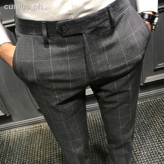 ❒✔【28 to 34 Waistline】Men's slim fit mens British style Korean slacks for men checkered casual pants business formal (4)