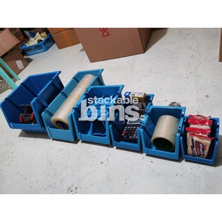 SHOE BOX☾✎►Blue TINY Stackable Bins Boxes Storage Organizer for Supplies, Tools Medicines 5.5" x 4.3