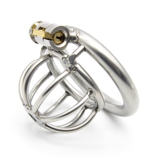 ❍✲▥CHASTE BIRD Stainless Steel Cock Cage Penis Ring Male Chastity Device with catheter Stealth New L