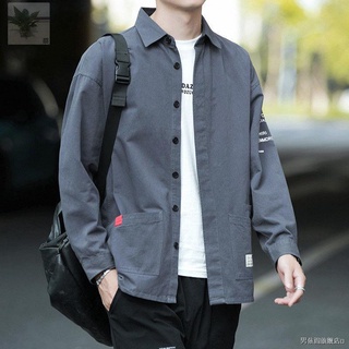 Men s jacket Men s jacket Men s jacket pure cotton long-sleeved Hong Kong style tooling shirt autumn
