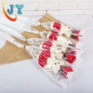 JYC artificial flower Single bear rose SOAP flower Valentine's Day gift simulation rose bouquet fake flower