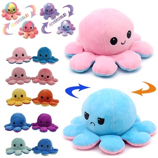 TIKTOK 20cm Reversible Octopus Doll Plush Toy Flip Mood Plushie Stuffed Toy Sotong Bipolar Octupus Soft Toy Octopus Plus