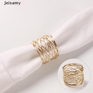 [Jei] Wide Round Gold Napkin Rings Metal Cross Hollow Sliver Napkin Holder for Table Pu7
