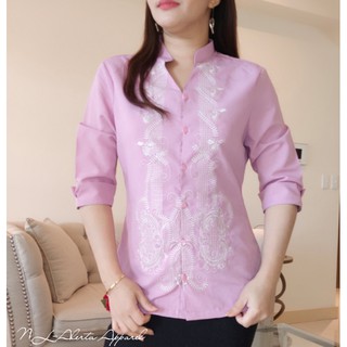 LADIES BARONG / OFFICE WORK WEAR MODERN FILIPINIANA PURE EMBROIDERED BARONG