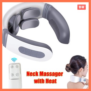 Cervical Massager Portable, Pulse Electric Smart Electronic Neck Relax Massager Cordless with Heat, 5 Modes, 12 Speeds for Home Travel Airplane Office, Gifts for Men Women Dad Mom Parents