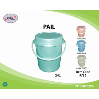 Fuho 6 Gallon Pail with Cover 1pc. (container, bucket, jug, canister) - Pearl Green