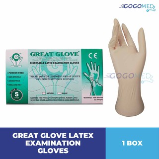 GREAT GLOVE Latex Examination Gloves 1 Box 100 pcs