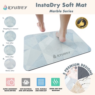 Kyubey InstaDry Home/Bath Soft Mat (MARBLE SERIES) - Strong Absorption, Non Slip, Asbestos Free