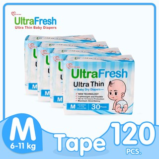 Ultrafresh Ultra Thin and Dry Tape Diapers Medium 120pcs (30pcs x 4packs)
