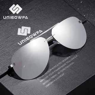 UNIEOWFA Male Rimless Aviation Sunglasses Men Polarized Silver Mirror Sports Eyewear UV400 Polaroid