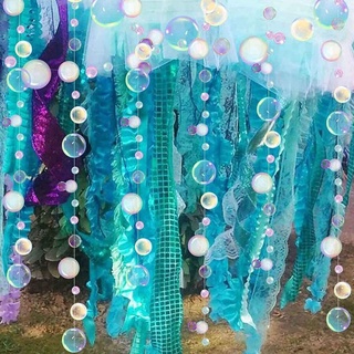 2M Bubble Garland Colorful Banner Mermaid Party Decoration Under The Sea Little Mermaid Theme Party Hanging Ornaments