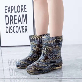 OUTDOOR Low Cut Women Rubber Rain boots shoe rainy boots water resistance floral design bota (4)