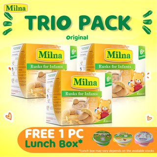 MILNA Baby Biscuit Trio Pack Original 3 x 120g - Get 10% Off + Free Lunch Box