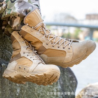 Boys boots brown tactical breathable casual shoes high-top military boots outdoor men's shoes combat boots tactical boots (4)