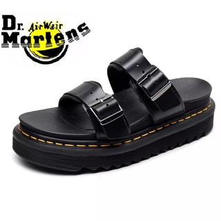 【Ready Stock fashionqi】Dr. Martens Air Wair platform women's sandals with top layer leather sandals and slippers