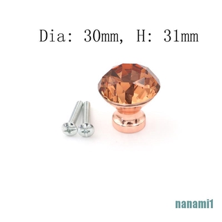 [nanami1]1pc Rose Gold Crystal Glass Diamond Door Knob Pull Drawer Cabinet Kitchen Handle