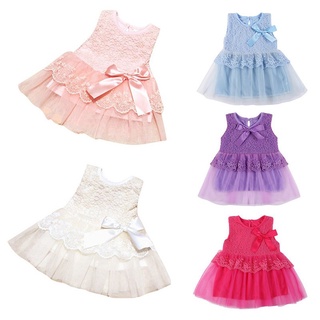 【Ready Stock】♘∏Baby Girls Princess Tutu Dress Wedding Party Lace Dresses Summer Kids Jumper Skirt Bo