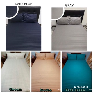 Fully Garterized Plain Bedsheet With 2 Pcs Pillow Case
