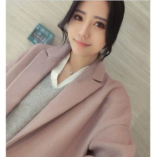 Women Fashion Autumn Winter Woolen Pink Jacket Coats (4)