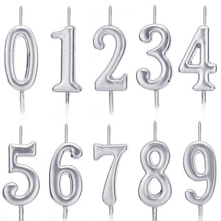 Silver Number Candle Cake / Cupcake Topper Birthday Party Decorations