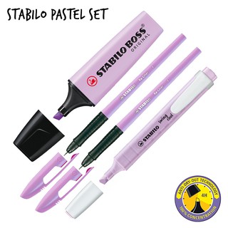 STABILO Pastel Set - Lilac Haze (STABILO BOSS Pastel, Swing Cool Pastel & 2 Reliner Pastel Ballpen