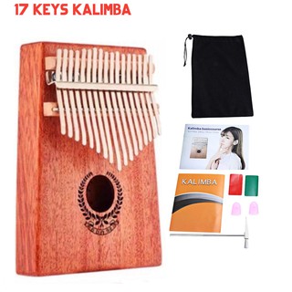 Kalimba 17 Keys African Solid Mahogany and Golden Bamboo Thumb Piano (Leaves) (1)