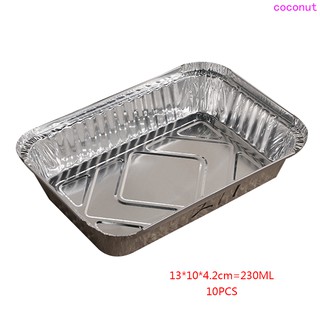 10pcs Rectangle Shaped Disposable Aluminum Foil Pan Take-out Food Containers with Aluminum Lids/Without Lid