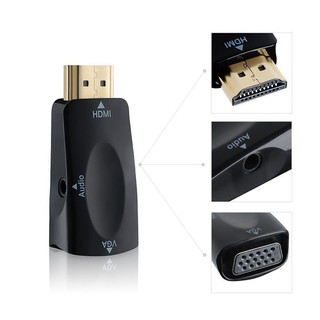 GS HDMI Male to VGA Female 1080p Video Converter Adapter 3.5mm Audio Cable fo PC (2)