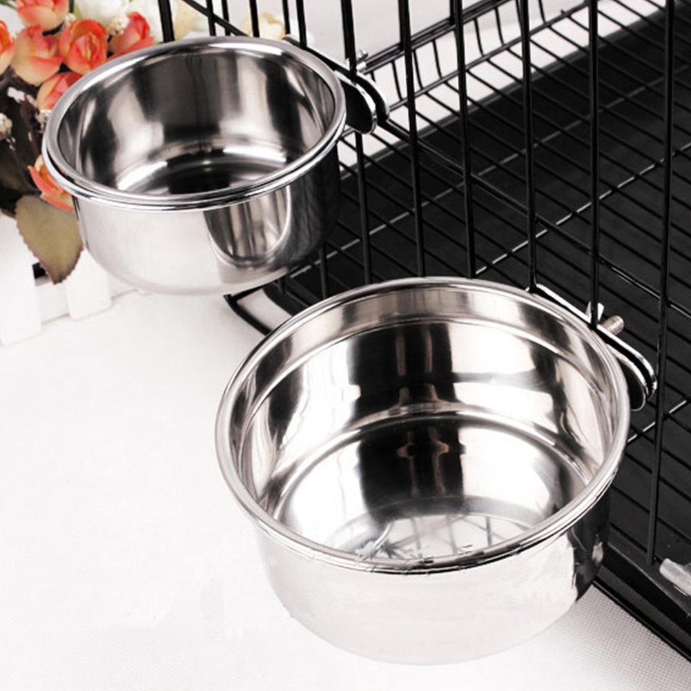 Stainless Steel Pet Dog Puppy Hanging Food Water Bowl Feeder For Crate Cage