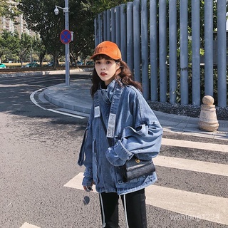 Denim Jacket Female Spring Autumn 2021 Korean Version Student Loose bf Harajuku Port Style All-Match S