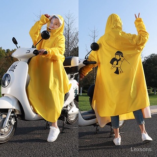 Long Rainwear with Sleeves Electric Car Rainproof Raincoat Female Adult Full Body Male Riding Battery Self Sleeved Poncho Nfu4