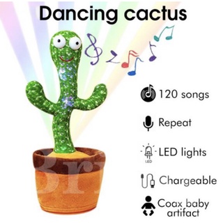 Usb rechargable Dancing Cactus Plush Toys Squeaking Cute Early Kids Education Baby Toy Plush Toys
