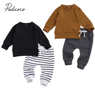 Baby clothingInfant Kids Baby Boys 2Pcs Set Clothes Long Sleeve Hoodie Tops Pocket Pants Solid