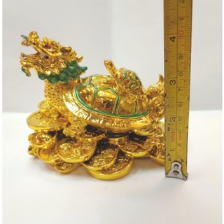 Gold Dragon Turtle for Lucky Charm, Long Life, Good Luck, FengShui, Home Decor