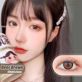 【grade lens】Myopia contact lenses 2pcs Soft Colored Contact lens Yearly use Grade 0.00 -8.00 deer brown 14.40 mm