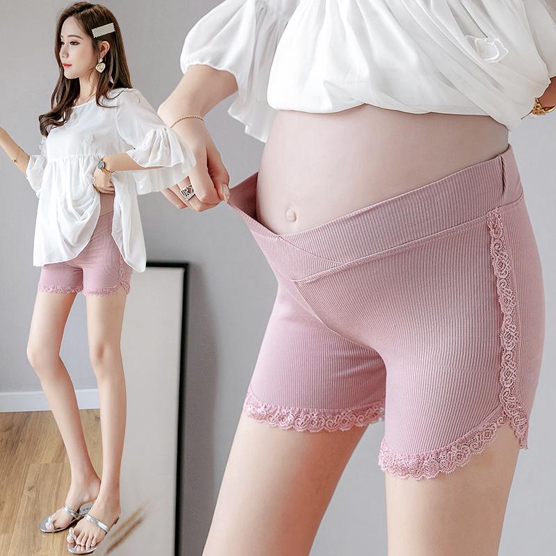 Pregnant Women 's Adjustable Low Waist Pants Summer Maternity Safety Bottoming Pants Lace Leggings For Pregnancy