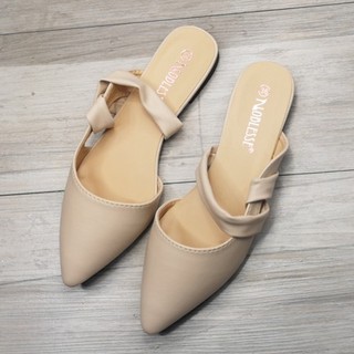Noblesse Spring web celebrity pointed heel slippers female baotou fold half sandals AD20725